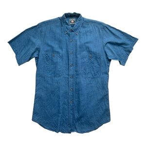 Chaps Short Sleeve Button Down Shirt, Blue, Size Small